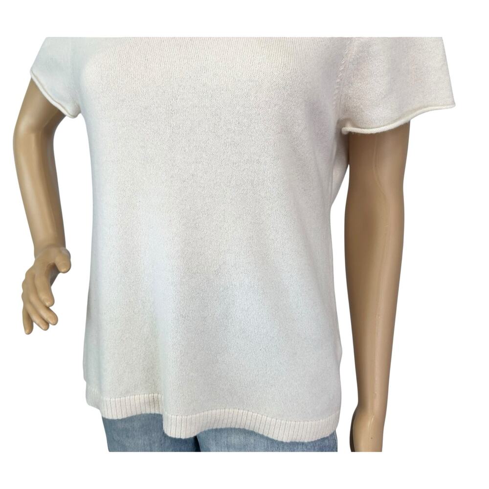 J. Crew Pure Cashmere Relaxed T-Shirt Ivory Cream BG648 Size L - Picture 9 of 14